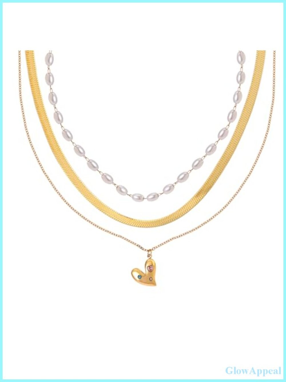 Women's 3 Piece Gold Plated Stainless Steel Layering Necklace Set